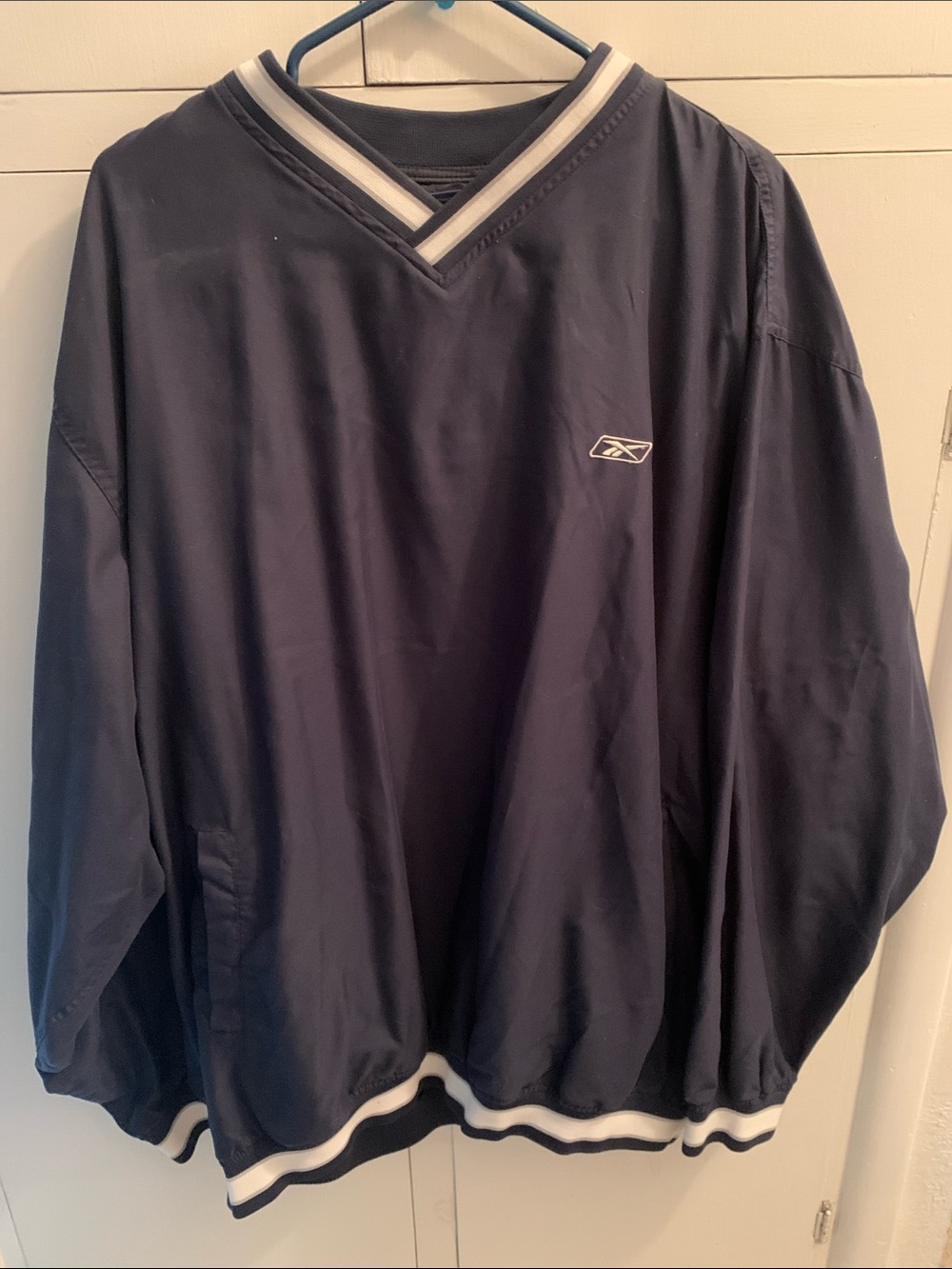 Reebok Men's Navy V-Neck Pullover with White Trim